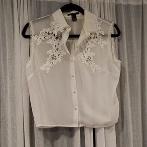 White Blouse with Lace Embroidery